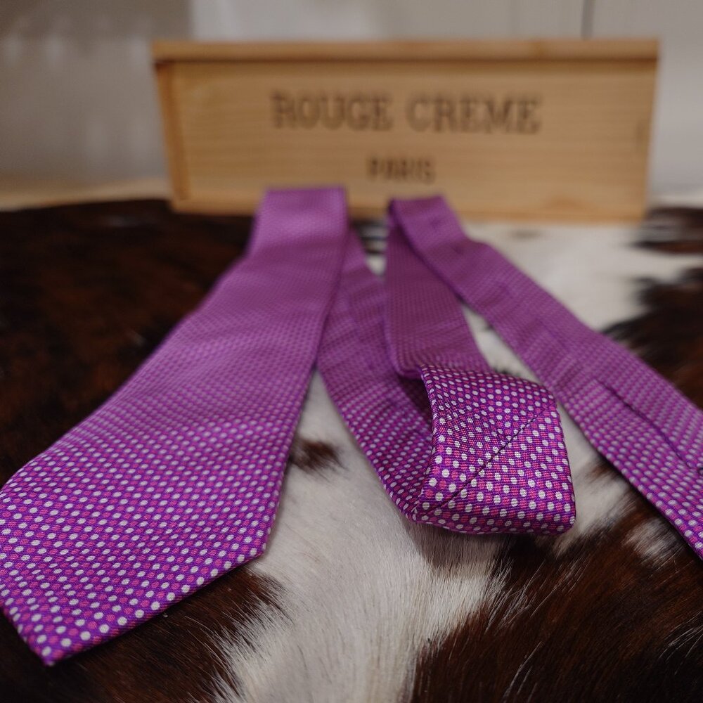 Banana Republic Pink, Purple and Grey Polka Dots Silk Tie